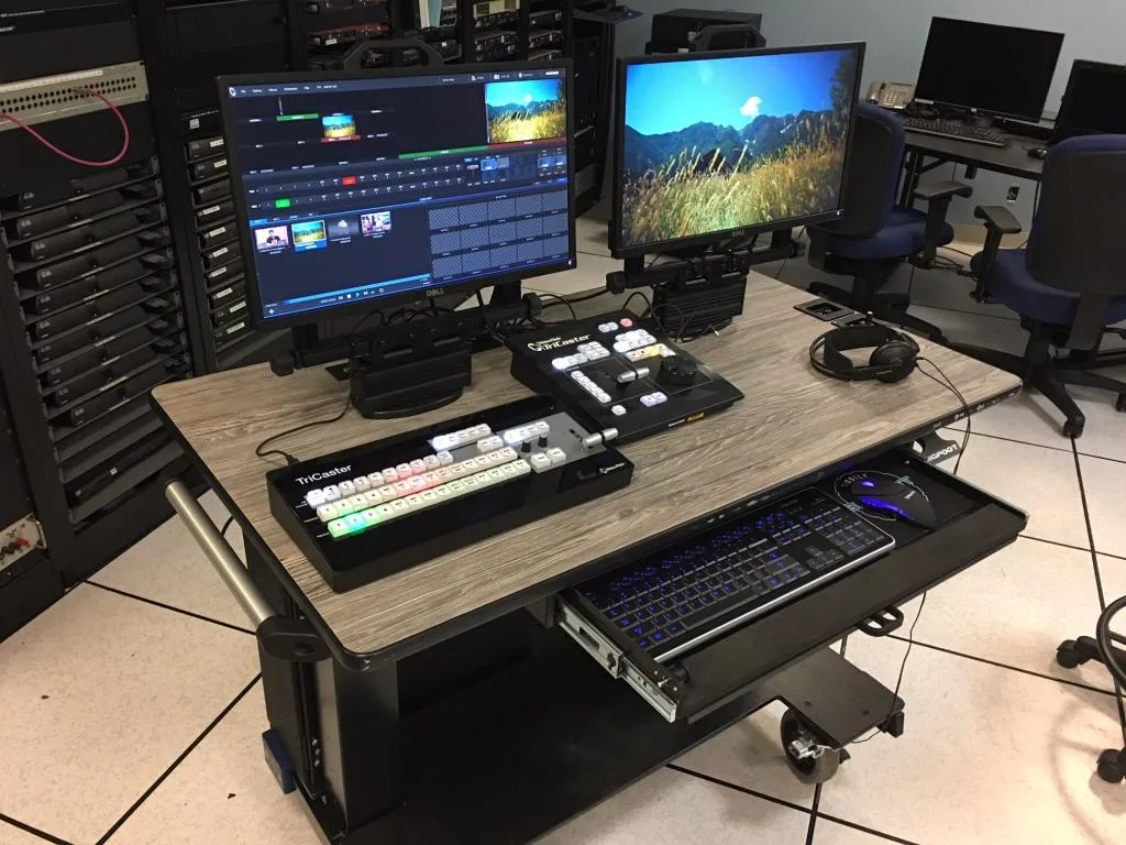 Bigfoot Sit-Stand Desk with TriCaster at Auraria campus
